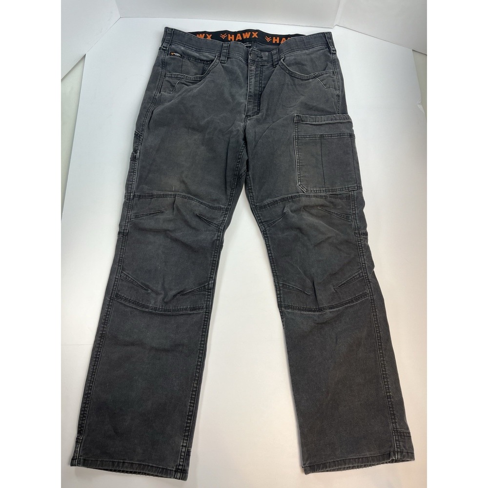 Hawx Workwear Double Knee Pants Mens 38x32 Gray Black Canvas Carpenter